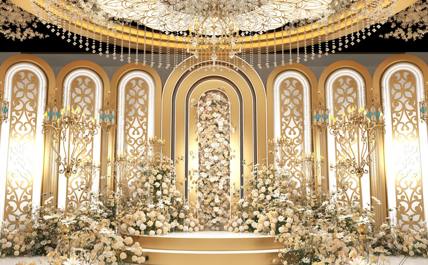 户县香槟色调婚礼堂效果展示